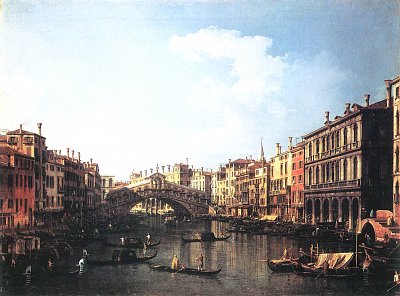 Die Rialtobruecke von Sueden von Canaletto als Kunstdruck auf Leinwand
