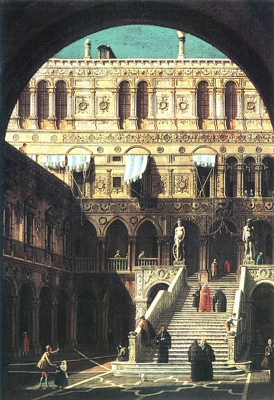 Die Scala die Giganti von Canaletto als Kunstdruck auf Leinwand