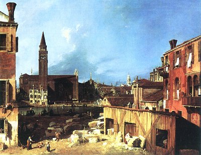 Die Werkstatt der Steinmetze von Canaletto als Kunstdruck auf Leinwand