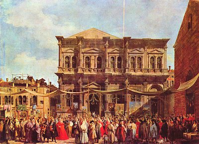 La Festa di San Rocco von Canaletto als Kunstdruck auf Leinwand