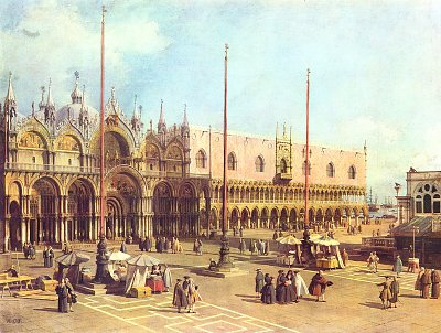 La Piazza San Marco von Canaletto als Kunstdruck auf Leinwand