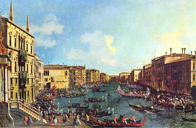 La Regata Vista da CaFoscari von Canaletto als Kunstdruck auf Leinwand