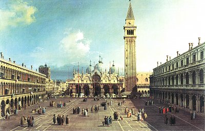 Piazza S Marco mit der Basilica von Canaletto als Kunstdruck auf Leinwand