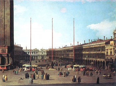 Piazza San marco gegen San Geminiano von Canaletto als Kunstdruck auf Leinwand