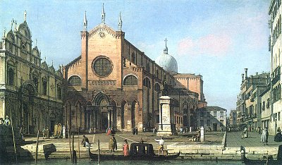 SS Giovanni e Paolo und Colleoni Denkmal von Canaletto als Kunstdruck auf Leinwand