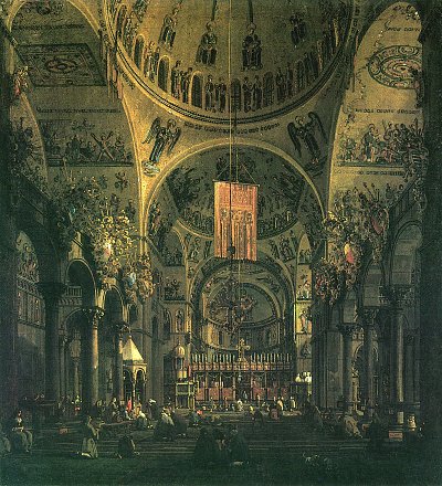 San Marco Innenansicht von Canaletto als Kunstdruck auf Leinwand