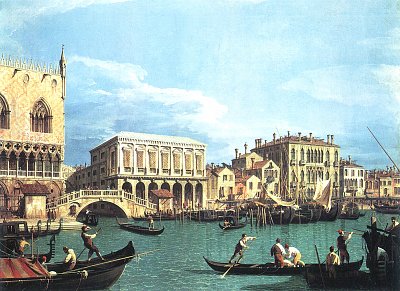 Vedute der Riva degli Schiavoni vom Bacino di St Marco von Canaletto als Kunstdruck auf Leinwand