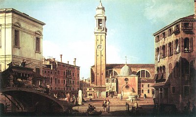Vedute des Campo Santi Apostoli von Canaletto als Kunstdruck auf Leinwand