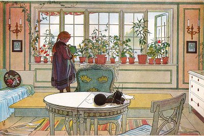 Flowers on the windowsill von Carl Larsson als Kunstdruck auf Leinwand