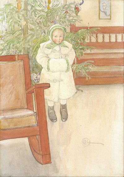 Girl and rocking chair von Carl Larsson als Kunstdruck auf Leinwand