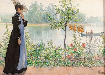 Karin by the shore von Carl Larsson als Kunstdruck auf Leinwand