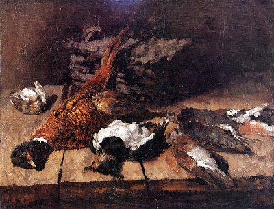 Fasan kleinere Voegel und Korb von Carl Schuch als Kunstdruck auf Leinwand