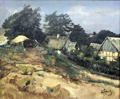 Häuser in Ferch am Schwielow See von Carl Schuch als Kunstdruck auf Leinwand