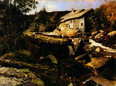 Mühle bei Saut du Doubs von Carl Schuch als Kunstdruck auf Leinwand