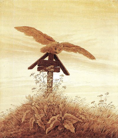 Eule am Grab von Caspar David Friedrich als Kunstdruck auf Leinwand