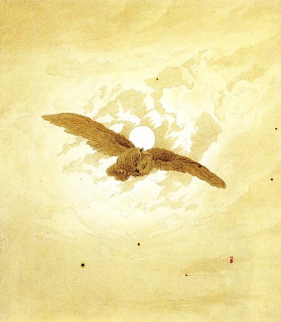 Eule vor dem MOnd von Caspar David Friedrich als Kunstdruck auf Leinwand
