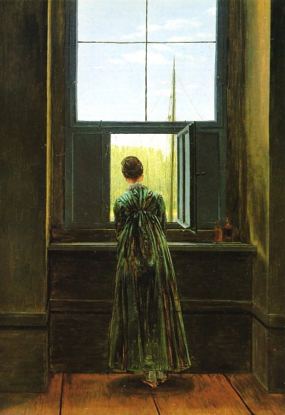 Frau am Fenster von Caspar David Friedrich als Kunstdruck auf Leinwand