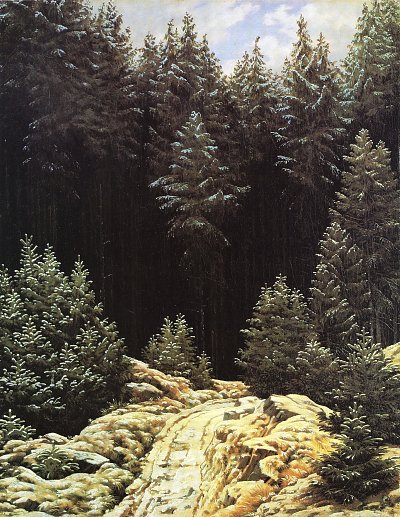 Fruehschnee von Caspar David Friedrich als Kunstdruck auf Leinwand