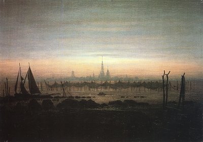 Greifswald im Mondschein von Caspar David Friedrich als Kunstdruck auf Leinwand