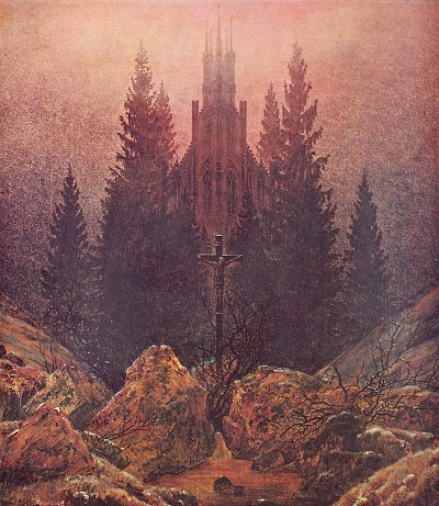 Kreuz im Gebirge von Caspar David Friedrich als Kunstdruck auf Leinwand