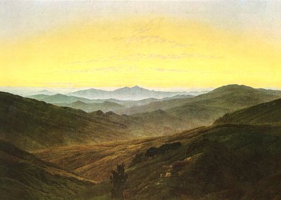 Landschaft im Charakter des boehmischen Mittelgebirges von Caspar David Friedrich als Kunstdruck auf Leinwand