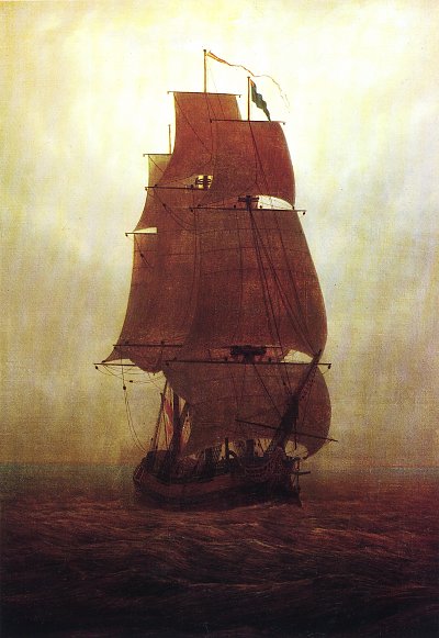 Segelschiff von Caspar David Friedrich als Kunstdruck auf Leinwand
