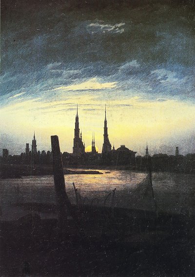 Stadt bei Mondaufgang von Caspar David Friedrich als Kunstdruck auf Leinwand