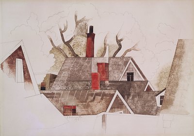 Red chimneys von Charles Demuth als Kunstdruck auf Leinwand
