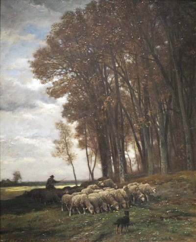 Evaning von Charles Emile Jacque als Kunstdruck auf Leinwand