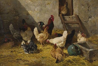 The hen roost von Charles Emile Jacque als Kunstdruck auf Leinwand