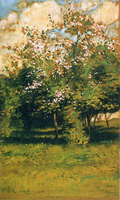 Blossoming trees von Childe Hassam als Kunstdruck auf Leinwand