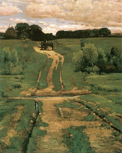 Ein Landweg von Childe Hassam als Kunstdruck auf Leinwand
