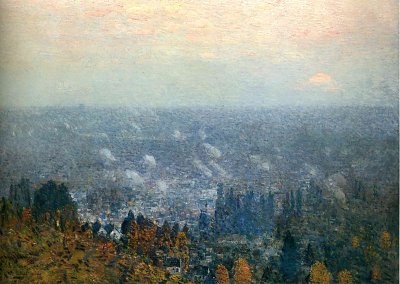 Mount hood and the valley of the willamette von Childe Hassam als Kunstdruck auf Leinwand