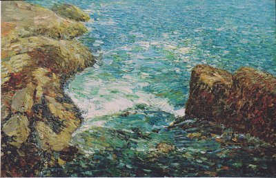 Surf and Rocks von Childe Hassam als Kunstdruck auf Leinwand