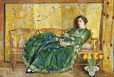 The Green Gown von Childe Hassam als Kunstdruck auf Leinwand