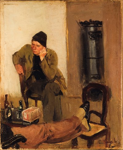 Charles Lundh in conversation with Christian Krohg von Christian Krohg als Kunstdruck auf Leinwand