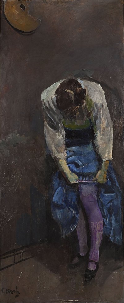 Girl who binds her garter von Christian Krohg als Kunstdruck auf Leinwand