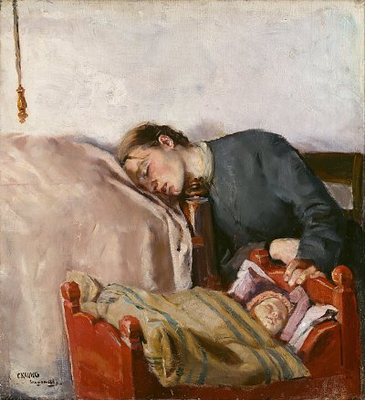 Mother and Child von Christian Krohg als Kunstdruck auf Leinwand