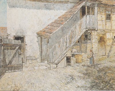 Bauernhof mit gedeckter Freitreppe von Christian Rohlfs als Kunstdruck auf Leinwand