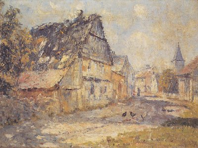 Gasse in Ehringsdorf bei Weimar von Christian Rohlfs als Kunstdruck auf Leinwand