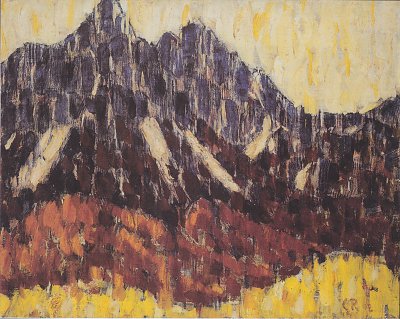 Gebirge mit Laerchenwald von Christian Rohlfs als Kunstdruck auf Leinwand