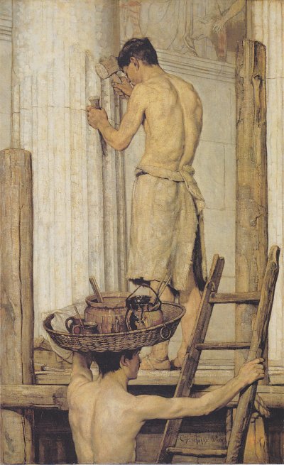 Roemische Bauleute von Christian Rohlfs als Kunstdruck auf Leinwand