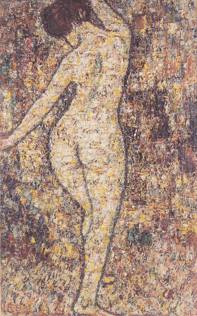 Weiblicher Rueckenakt von Christian Rohlfs als Kunstdruck auf Leinwand