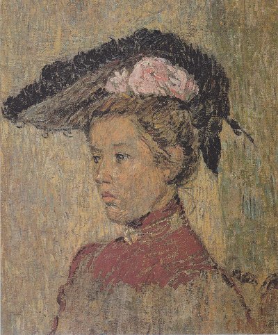 Dame mit Hut von Christian Rohlfs als Kunstdruck auf Leinwand