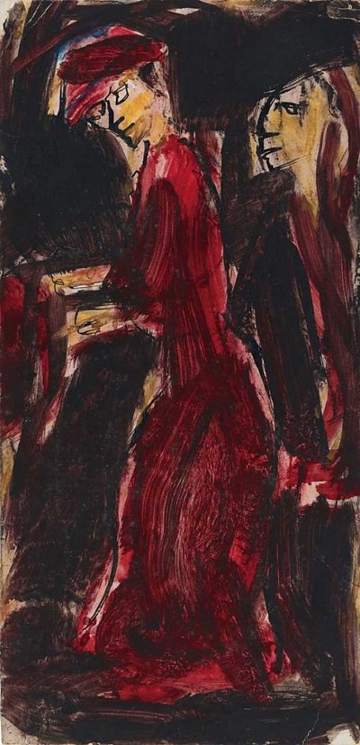 Frau in Rot von Christian Rohlfs als Kunstdruck auf Leinwand