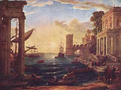 Einschiffung der Koenigin von Saba von Claude Lorrain als Kunstdruck auf Leinwand