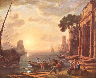 Hafen beim Sonnenuntergang von Claude Lorrain als Kunstdruck auf Leinwand