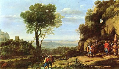 Landschaft mit David und den drei Heroen von Claude Lorrain als Kunstdruck auf Leinwand