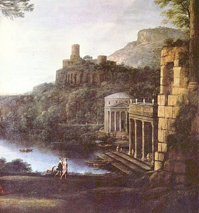 Landschaft mit der Nymphe Egeria und Koenig Numa von Claude Lorrain als Kunstdruck auf Leinwand
