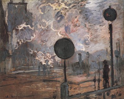Ausserhalb des Bahnhofs Saint Lazare das Signal von Claude Monet als Kunstdruck auf Leinwand